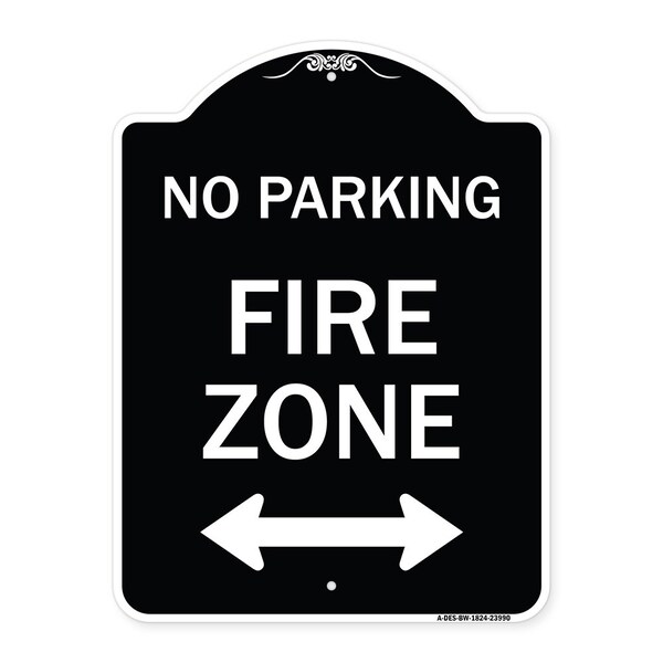 Fire Lane with Bidirectional Arrow Heavy-Gauge Aluminum Architectural Sign, 24" x 18", BW-1824-23990